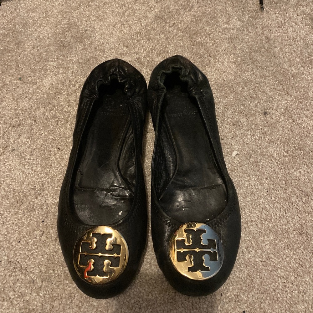 Tory Burch Black Leather Ballet Flats size 7.5